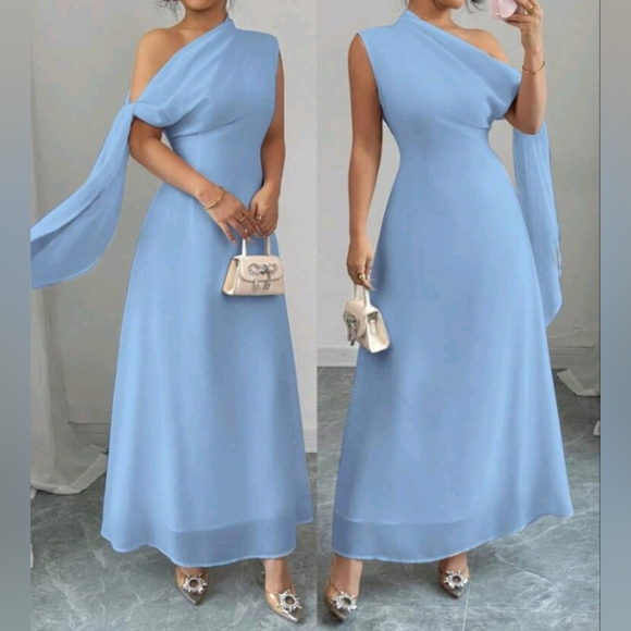 Women's Elegant Solid Color Tie-Neck Sleeveless Minimalist Long Shirt Dress, Lig - Picture 1 of 5